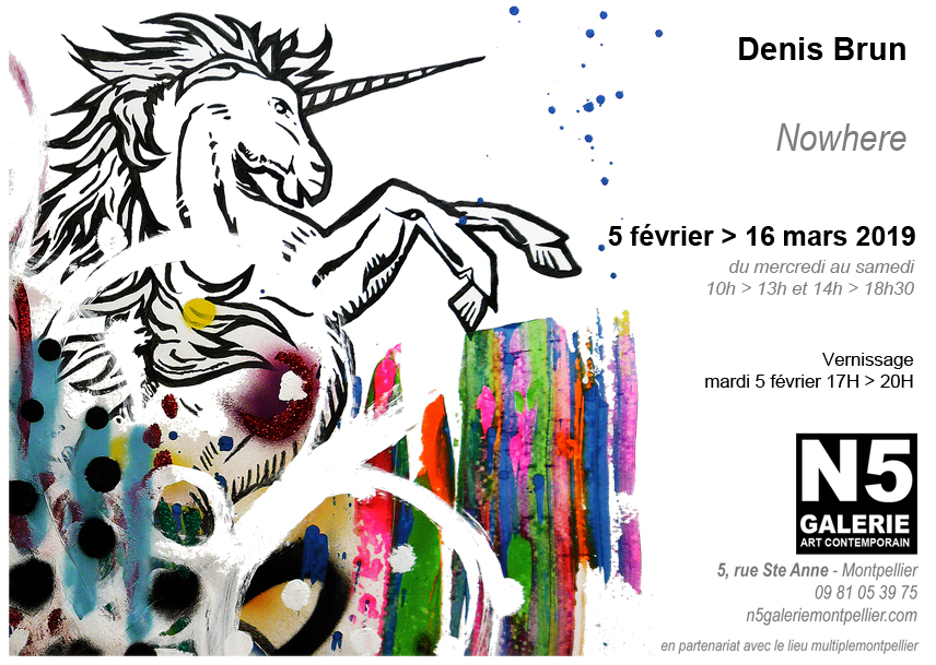 Denis BRUN - NOWHERE - Vernissage le mardi 5 février 2019 N°5 GALERIE - 5 rue Sainte Anne 34000 Montpellier