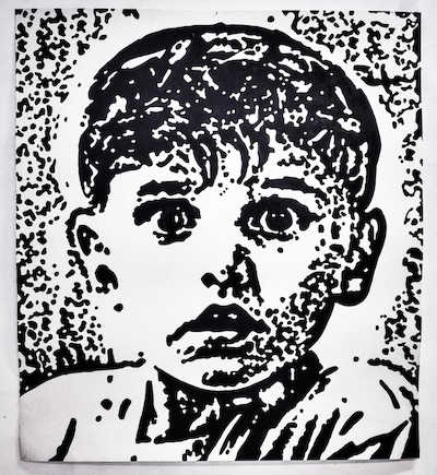 Denis BRUN, His First Soundz (Mirror-Remix2)
Encre de Chine sur papier artisanal - 140/150cm. 2025.