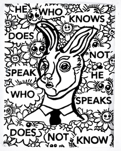 Denis BRUN, Lao Tseu Rabbit
Encre de Chine sur papier Canson - 116/150cm - 2025