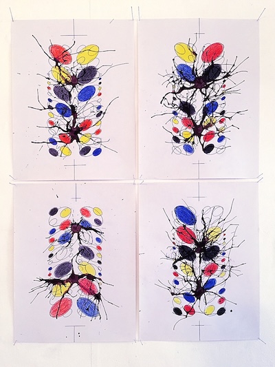 Denis BRUN, Cells doing their things
Crayon et encre de Chine sur papier
21/29,7cm - 2022