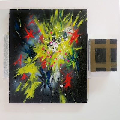 The trip 6 (Bad Painting Remix)
Peinture acrylique sur toile, bois, carton, paillettes, ruban adhésif. - 65/55/6,5cm - 2023 The trip 6 (Bad Painting Remix)
Peinture acrylique sur toile, bois, carton, paillettes, ruban adhésif. - 65/55/6,5cm - 2023