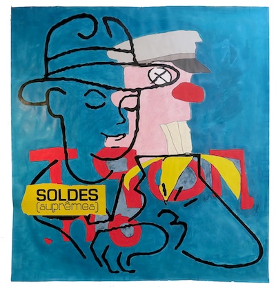 Denis BRUN - Die blauen liebhaber (do you have time ? - Remix 1)
Acrylique, encre de Chine et collage sur papier - 160/200cm - 2025 Denis BRUN - Die blauen liebhaber (do you have time ? - Remix 1)
Acrylique, encre de Chine et collage sur papier - 160/200cm - 2025